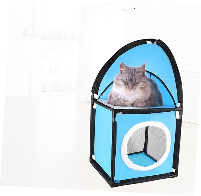 SUPVOX Double Cat Tree Furniture with Tunnel Design Cat Scratcher and Play House Removable Cushion Pet Bed Protects Furniture from Scratches