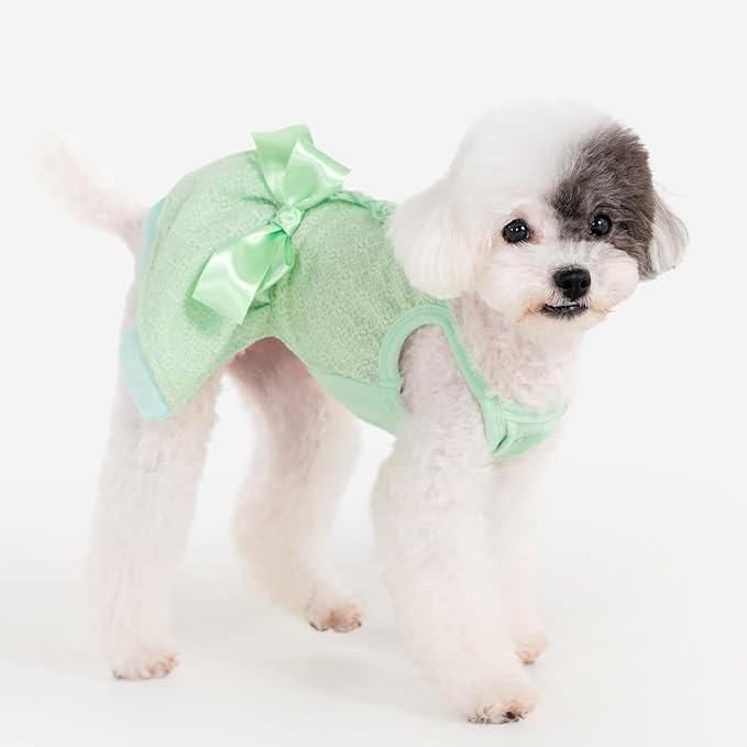 Pinkaholic New York Khari Dog One-Piece Dress Trendy Fashionable Cute Elegant Dog Apparel for Small Dogs, Mint, Small