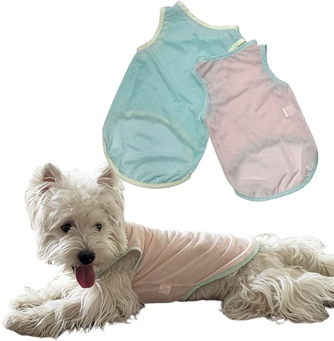 2Pcs Cooling Shirts for Small Dogs, Sleeveless Dog Vest, Lightweight Breathable Dog Summer Tank Top Sun Protection Shirts for Dogs Cats Pet Apparel (MintGreen Pink, Small Size for 3.0-5.5lb Pets)
