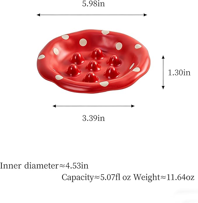 Ceramic Slow Feeders Cat Bowl Set with Wooden Stand, Elevated Pet Slow Dishes Protects Pet's Gut and Neck, Suitable for Kittens and Pubby to Eat Dry and Wet Food