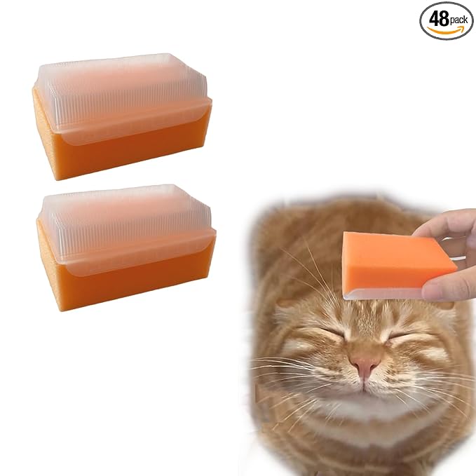 2PC Soft Cat Brush for Grooming - Gentle Cat Tongue Brush with1300+Barbed Serrations, Brushes for Sensitive Cats-Lightweight, gentle, Perfect for Daily Grooming&Enhancing Bonding (Orange)