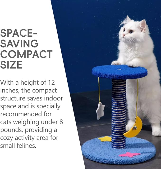 Starry Sky Cat Tree Tower | Multi-Layer Cats Furniture with Space Capsule | Cat Bed & Cat House Combined | Durable Cat Scratching Post for Indoor Cats (12Inch)
