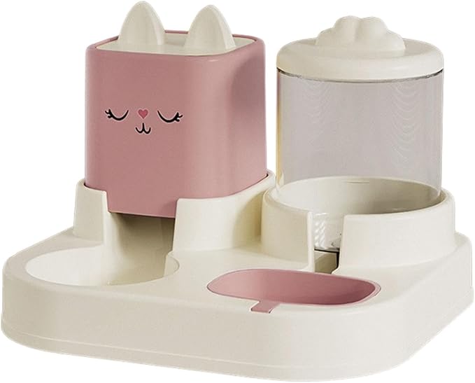Automatic Cat Feeder Waterer Food Feeder Removable Double Bowl Pet Water Food Bowl with Water Dispenser for Laundry Rooms