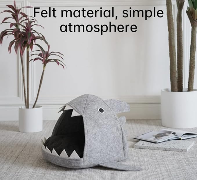 Cat Nest Shark-Shaped Cat Bed Cute and Comfortable Semi-Enclosed Pet Cat House with Removable and Washable Cushions Suitable for Spring and Summer Small Cats and Dogs Pet Sofa Bed