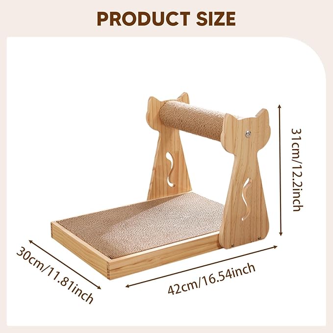 HouseVibe Cat Scratcher Lounge Bed with Scratching Mat, Kitten Couch Board for Playing Sleeping Training, Furniture Protector 11.81x16.54x12.20inch- Without Ball