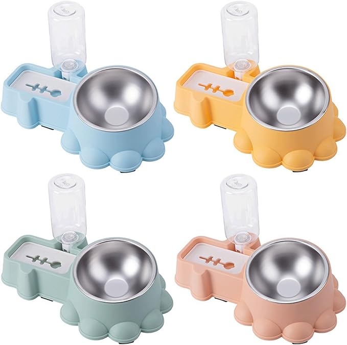 Dog Feeding Double Bowl Elevated Cats Food for Cats Dog with Automatic Water Bottle Pet Dry Food Watering Supply NonSpill Cats Dog Bowl
