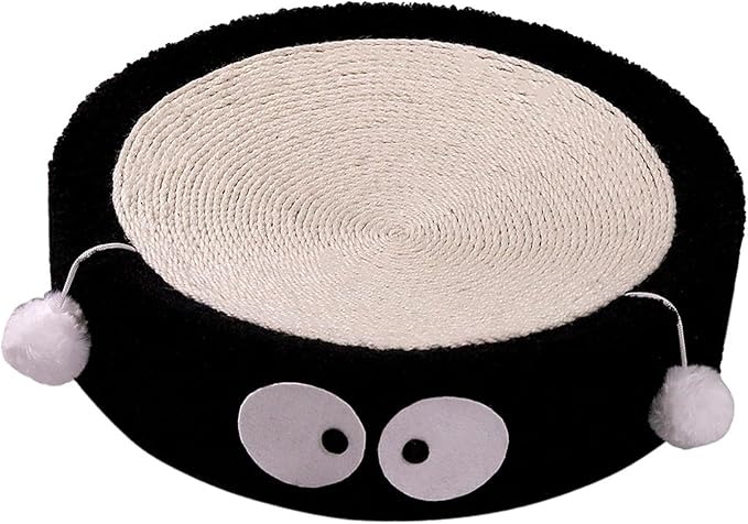 Cat Scratch Pad Bowl Nest Corrugated Cat Lounge Comfortable Claw with Interaction Ball Toy Furniture Protector, Black Circle