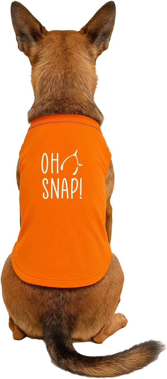 Oh, Snap! Dog Tee Shirt | Sleeveless Breeds | Wishbone | Funny Thanksgiving | Fall | Turkey Day |Orange, Large 345