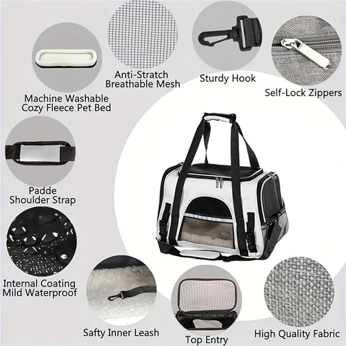 Cat Carriers, Dog Carriers, Pet Carriers – Airline-Approved Soft-Sided Bag for Cats & Small Dogs (Up to 15 lb), Foldable, Breathable Mesh, Privacy Cover, Washable & Lightweight