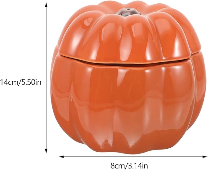 Toddmomy Ceramic Pumpkin-Shaped Raised Pet Food Bowl Set, Elevated Orange Cat and Small Dog Feeding and Watering Bowls with Neck Protection for Puppies and Cats