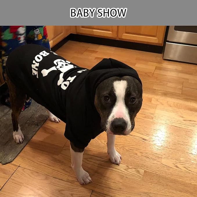 EXPAWLORER Dog Hoodie Sweater - Bad to The Bone Dog Sweatshirt Skeleton Costume, Warm Fleece Lined Pet Clothes with Leash Hole, Fall Winter Cozy Soft Pet Outfit Coat for Small Dogs Cat Puppy, S