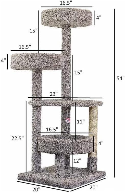 HomeStock Cat Tower with Beds - 30" x 29" x 54" - Scratching Post & Climbing Tree Speckeled/30 L x 29" W x 54" H