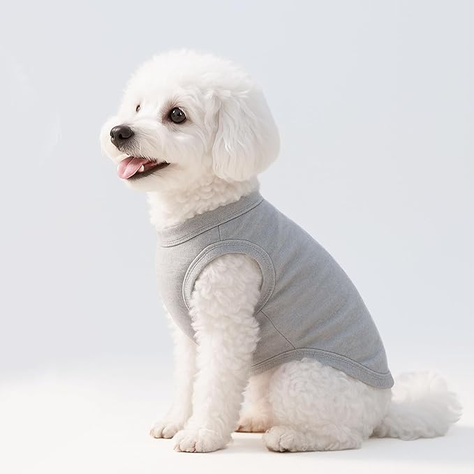 2-Pack Dog Shirts Summer Dog Clothes for Small Medium Dogs Boy, Teacup, Chihuahua, Yorkie, Pug and Cats, Solid Color Pet Tshirts Puppy Clothes, Medium, Black+ Grey