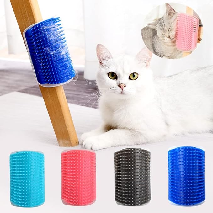 6 Pack Cat Self Groomer with Catnip Pouch Wall Corner Groomers Cat Face Scratcher Pet Grooming Brush Massage Combs for Short Long Haired Cats Fur Pets Dog Kitten Puppy