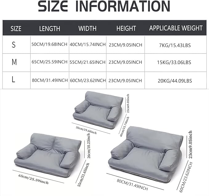 Dog Cat Sofa and Chair PU Leather, Couch Soft Calming Bed for Medium Small Cats and Dogs, Pet Furniture (Coffee, Medium)