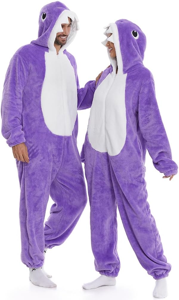 HSCTEK Fuzzy Teddy Fleece Adult Onesies Pajamas - Teen Long Sleeve Zip Up Hooded Blanket Sleep - One Piece Costume