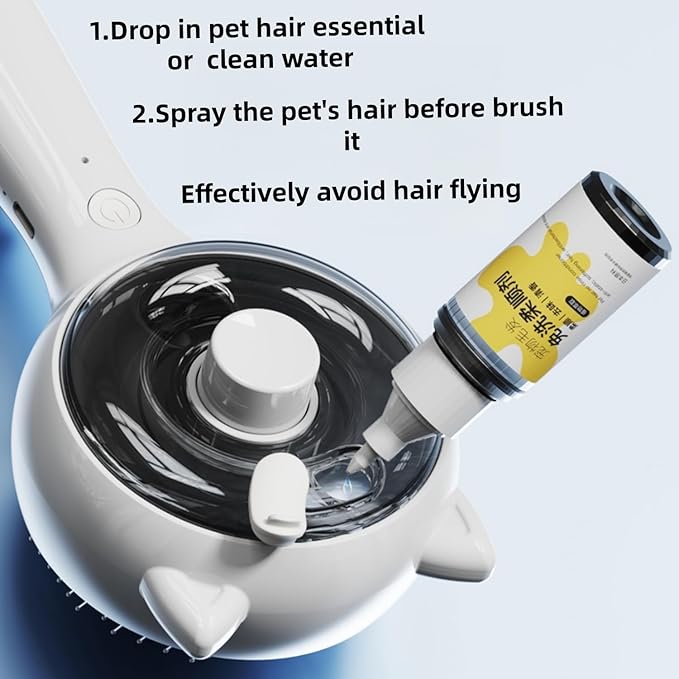 Cat Steam Brush, 3-in-1 Pet Grooming Brushes Dual Spray Hair Removal Comb for Dog&Cat Shedding & Grooming with USB Rechargeable and Release Hair Button Grooming Supplies