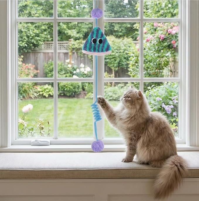 Spring Parachute Cat Toys for Indoor Cats,Interactive Door Hanging Cat Toys for Bored Indoor Adult Cats,Retractable Teaser Toy,Hanging Interactive Toys for Cat Kitten Chase Exercise (Style A-2PCS)