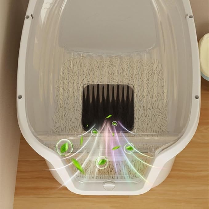 Pet Supplies, Covered Cat Litter Box with Scoop & Teaser Stick, Large Semi-Enclosed for All Cats(Small)