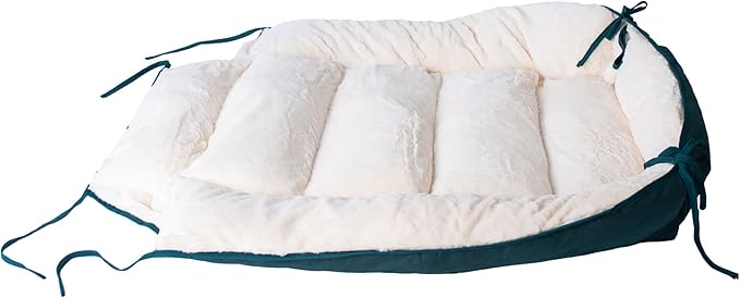 Armarkat Model D04HML/MB-L Large Laurel Green & Ivory Pet Bed and Mat, 42"L x 29"W x 8"H, flat as mat: 51" x 40"