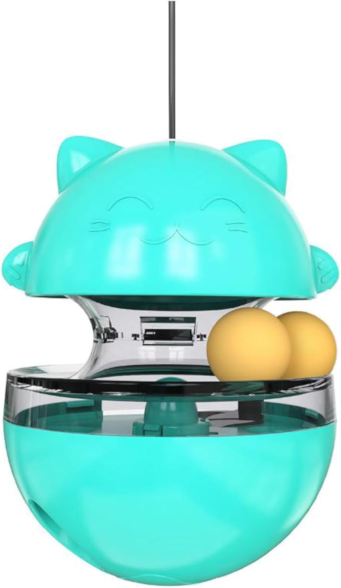 Interactive Cat Toy Treat Dispenser - Wobble Teaser Ball with Food Feeder and Swivel Wand for Cats & Kittens