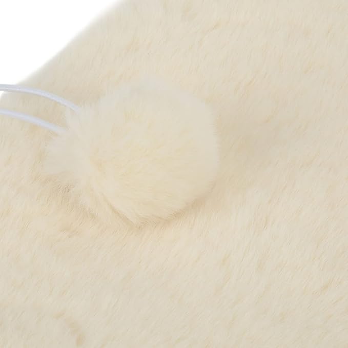 KANASI 1.6 Inch Round Faux Rabbit Fur Cat Bed, Replacement Pad for Pet Sleeping Mats for Windowsills Cages Kennels and Furniture (Cheese White)