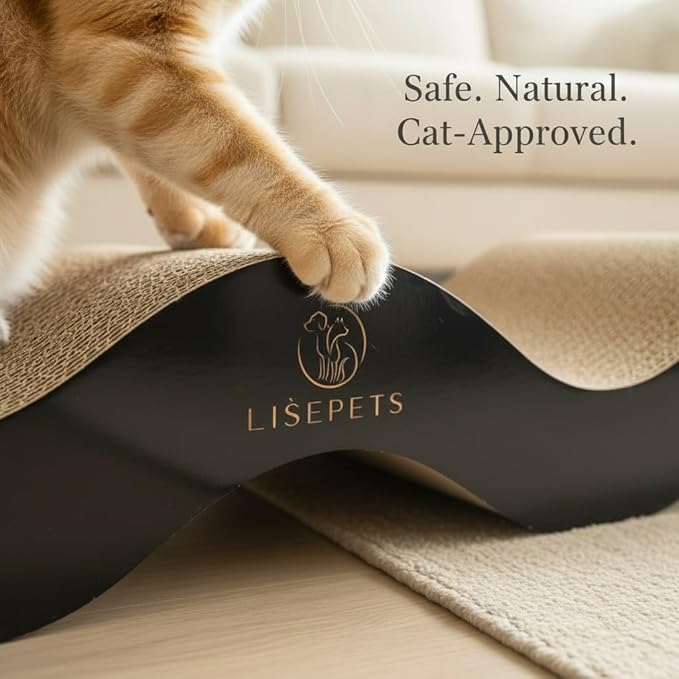 Cat Scratcher Cardboard Lounge Bed for Indoor Cats – Large Curved Cat Scratch Pad, Reversible Durable Honeycomb Design, Cat Scratching Board for Furniture Protection