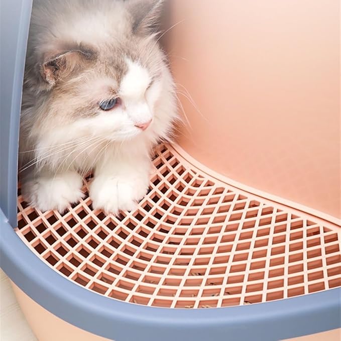 Pet Supplies, Enclosed Cat Litter Box with Leakproof Pedal & Scoop,Easy Clean Large Kitty Toilet(Blue)