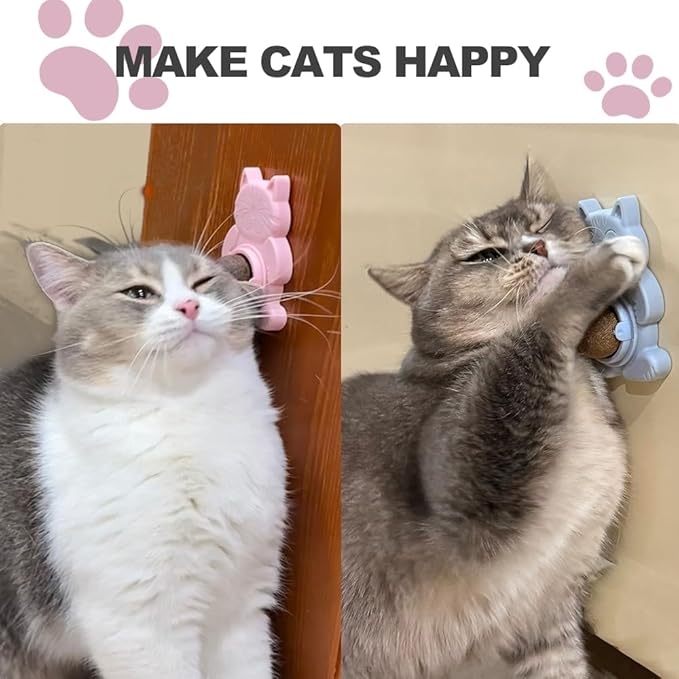 Natural Catnip Toys for Indoor Cats Cat Nip Balls Stick on Wall, 3Pcs, 1 Catnip, 1 Silvervine, and 1 Gall Fruit Ball