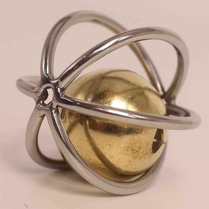 Fosrion Heavy Duty Stainless Steel Cat Toy with Brass Bell – Interactive Hanging Ball Toy for Cats, Durable Teaser & Mental Stimulation Toy, Satisfies Natural Hunting Instincts (Medium)