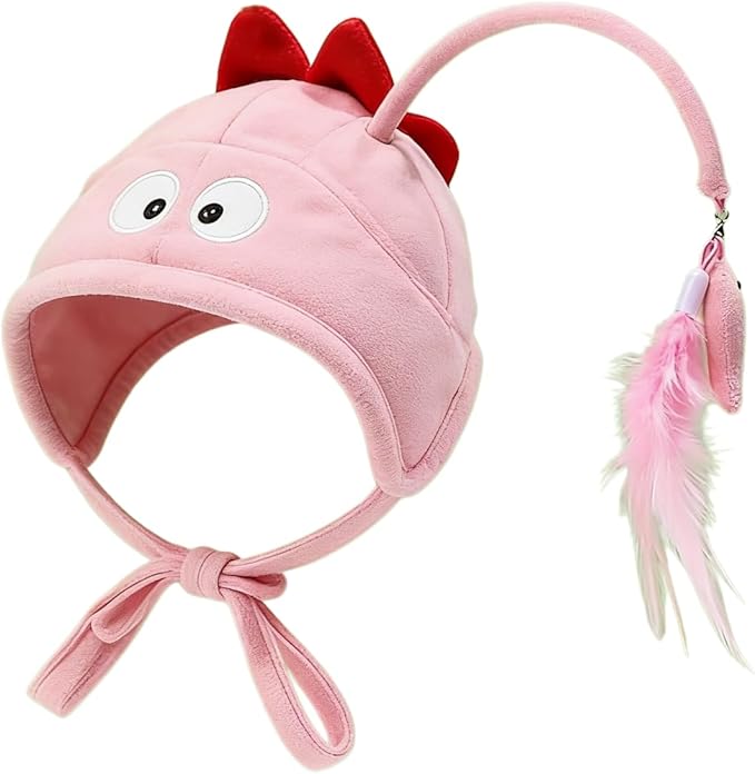 Cat Hat Toy Feather Wand Teaser Cat Toys (Pink)