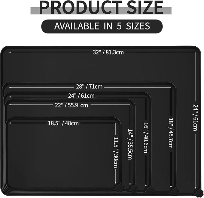 Reopet Waterproof Pet Feeding Mat with High Raised Edges, Heavier and Thicker Placemats for Cat Dog Water Bowl with BPA Free, Dogs Cats Food Mats for Messy Drinkers to Prevent Spill and Protect Floors