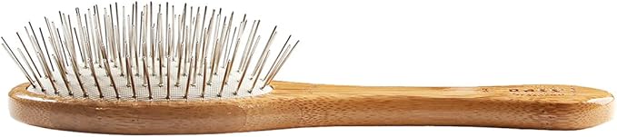 Bass Brushes Small Oval Wire Pet Brush with Bamboo Wood Handle