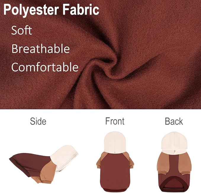Fashionable Dog Hoodie – Soft & Warm Dog Sweater with Leash Hole,Pet Hooded Sweatshirt for Cats and Dogs with Broad Chests (e.g., French Bulldogs, Pitbulls) (Brown, X-Small)