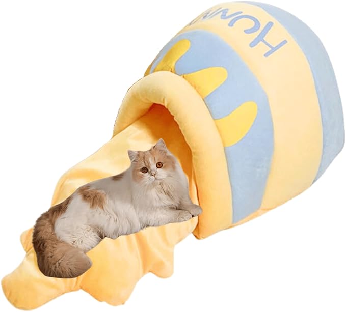 Honey Pot Cat Bed - Comfortable Memory Foam Pet Furniture with Removable Cushion - Stylish and Washable Cat Bed for Small Cats and Breeds (Blue)