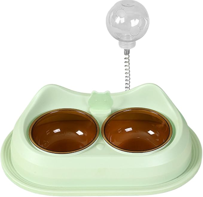 Practical Pet Double Bowl Dry Food Watering Food Feeding for Cats Feeding Dish Pet Supplies Neck Protections Cats Bowl