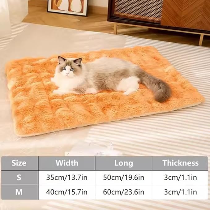 Dog Bed Mat,Furniture Pet Sofa Mat for Dogs Cats, Winter Beds Pet Cat Floor Pad Soft Sleep Pad for Dog Kitten Soft Sleeping Dog (Orange, M)
