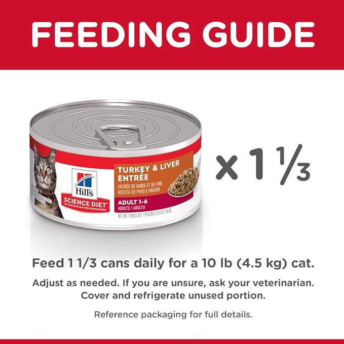 Hill's Science Diet Adult 1-6 Wet Cat Food, Turkey & Liver, 5.5 oz. Cans, 24-Pack
