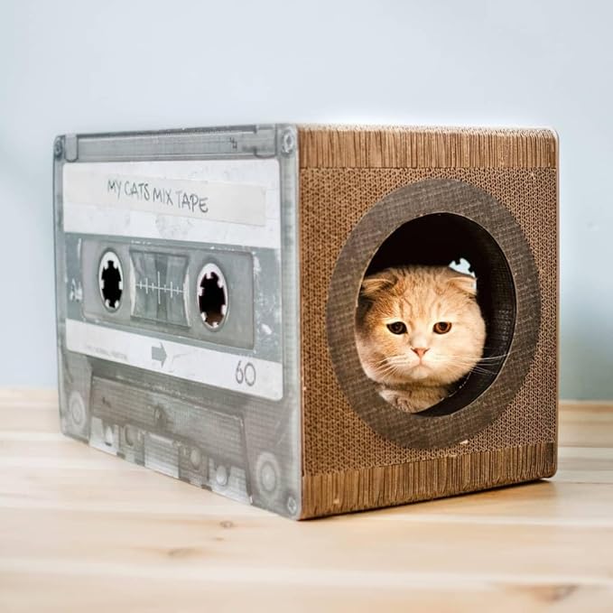 District 70 Mixtape Cardboard Cat Scratcher, Large (54 x 31 x 35 cm), Black