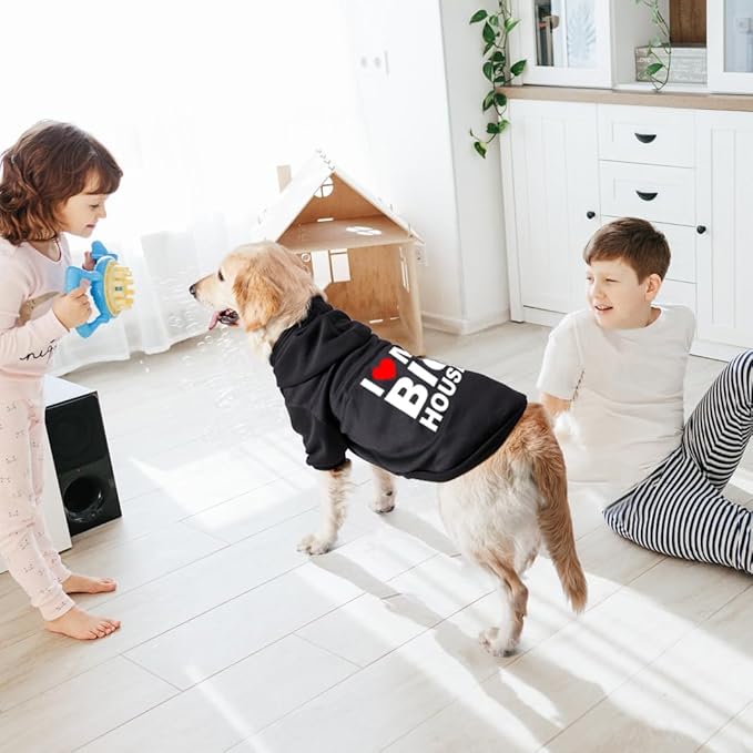 Dog Sweater Dog Hoodie Cold Weather Coat Hooded Sweatshirt for Puppies,Cats, Small Medium Large Dogs (Black(House), Large/X-Large)