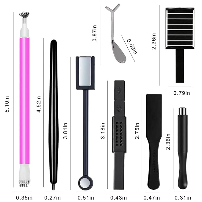 WOKOTO 14 Pcs Cat Eye Magnet For Nails With 3pcs Y-Shape Iron Stencil Set, Cat Eye Gel Nail Polish Magnet Tools Powerful Wand Magnet, Magnetic Nail Polish Square Round Heart Magnet Stick For Nails