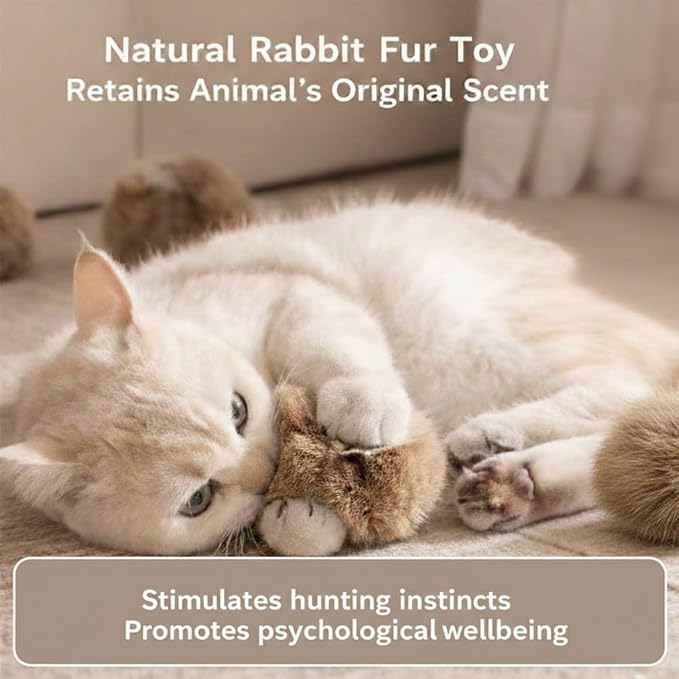 Rabbit Fur Ball Cat Toy, Soft Fluffy Cat Toy Ball, Furry Catnip Toy Ball Washable & Fun to Chase, for Kicks & Games,for Indoor Exercise & Bonding Cats (3 PCS)