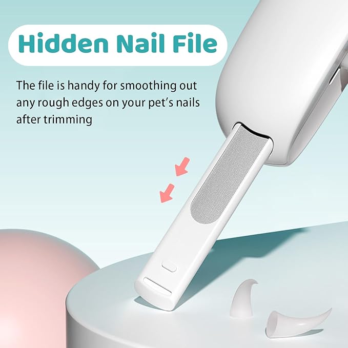 Cat Nail Clipper, Adjustable 3 Size Trimming Hole & Hidden Nail File, for Kittens & Indoor Cats, Anti-Splash Claw Cutter (Blue)