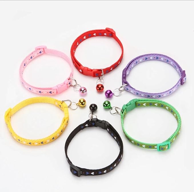 6pcs Cat Collars with Bell, Breakaway Cat Collars, Nylon Cat Collars with Bell, Collars for Cats (6 Colors)
