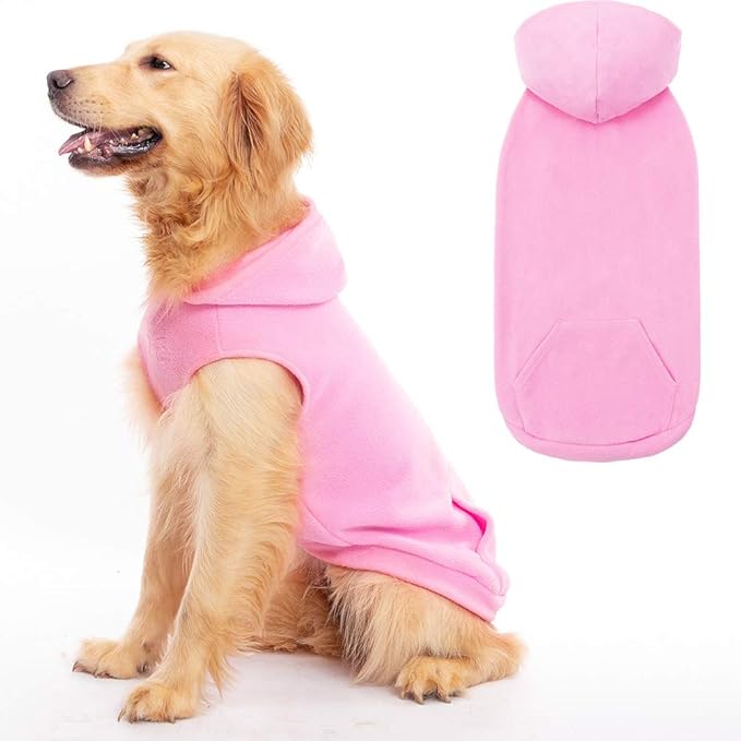 EXPAWLORER Dog Hoodie Fleece Sweater Vest, Hooded Dog Sweatshirt Fall Winter Pet Clothes with Leash Hole, Sleeveless Warm Cozy Puppy Clothing for Cat Small Medium Large Dogs Girl Boy, Pink XL