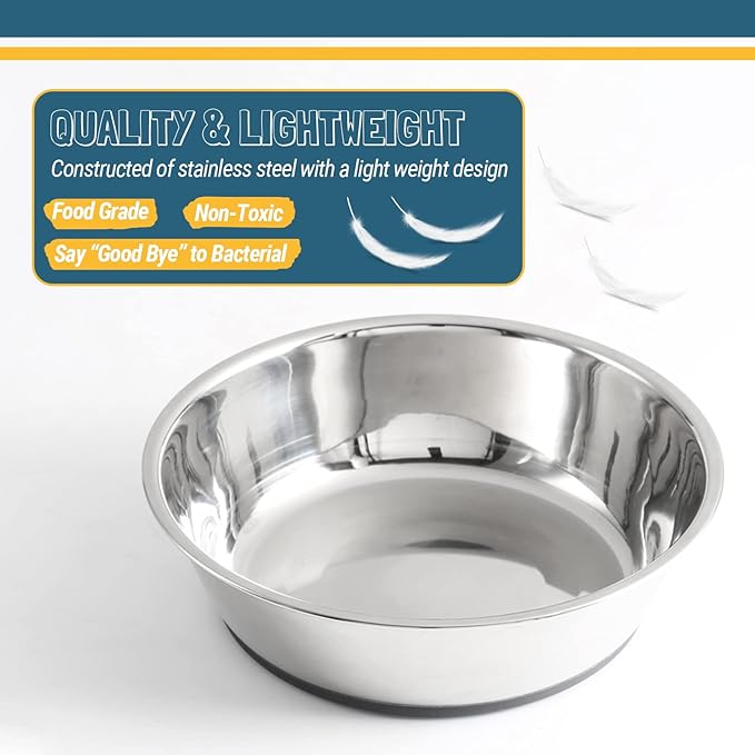 PEGGY11 Lightweight Stainless Steel Cat Bowls - 1.8 Cup, Single Pack