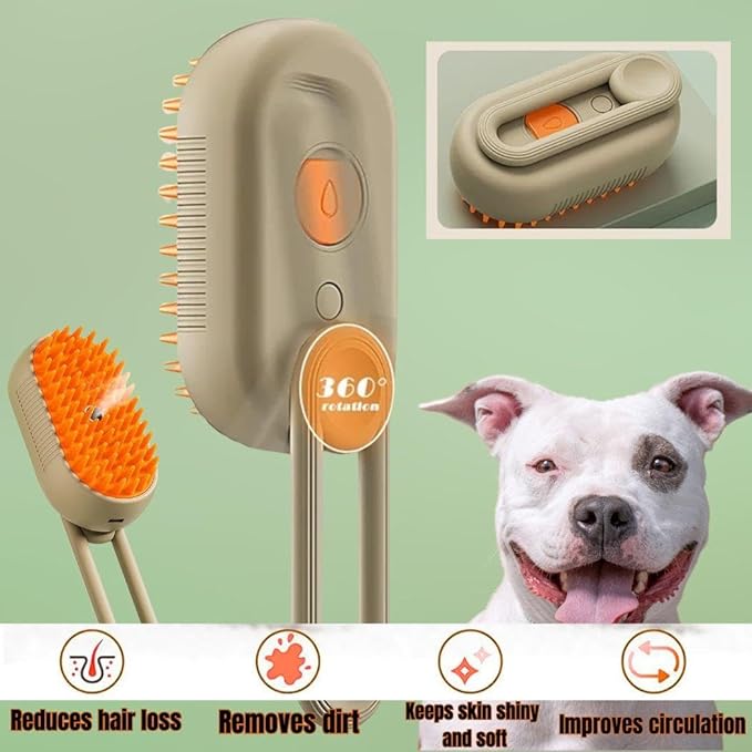 Pet Steam Grooming Brush, Cat and Dog Comb, 3-in-1 Steam Brush for Grooming, Massage, Cleaning, Multifunctional Pet Hair Removal Comb