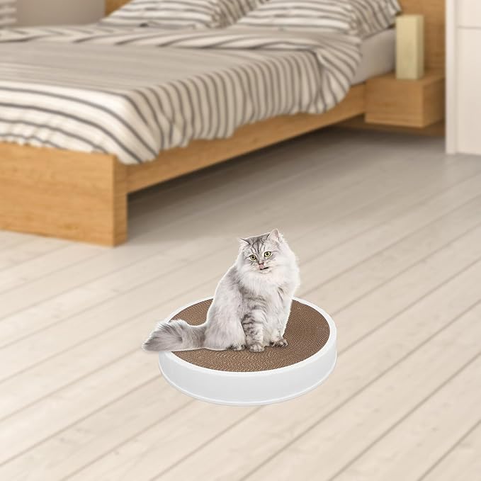 Artibetter Corrugated Cat Scratching Board Bowl with Replaceable Cardboard Core Round Cat Lounger Scratch Pad Furniture