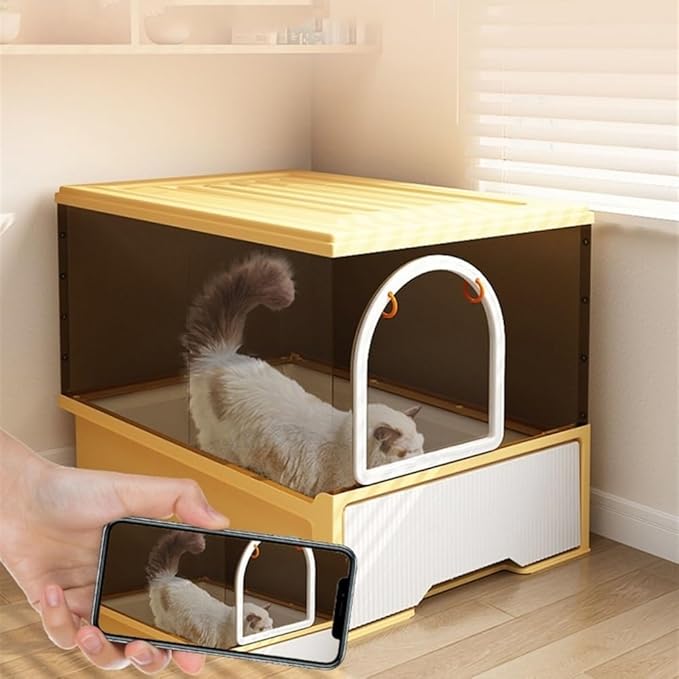 Pet Supplies, Hooded Cat Litter Box with Lid & Scoop, Front & Top Entry, Easy Clean(Green)