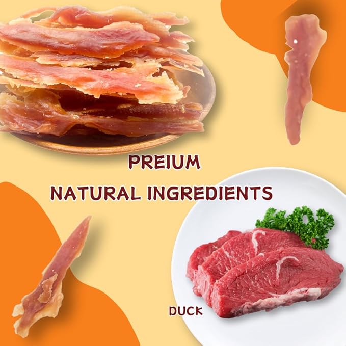 Duck Jerky Dog Treats, High-Protein & Low-Fat Chewy Snacks, Novel Protein for Sensitive Dogs & Shiny Coats, Grain-Free (2 Pack x 14.11 Ounce(Pack of 2),Duck)
